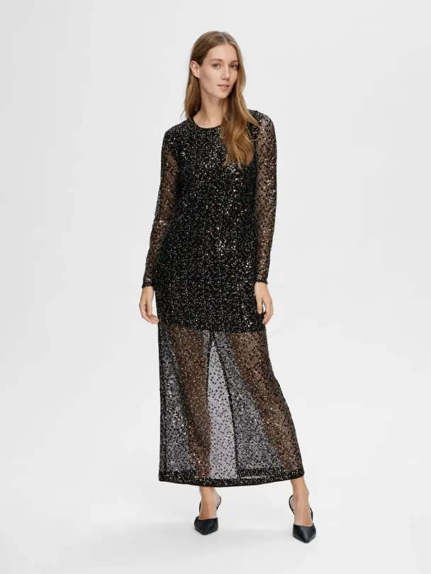 SELECTED FEMME Noel Sequin Ankle Dress - Image 3