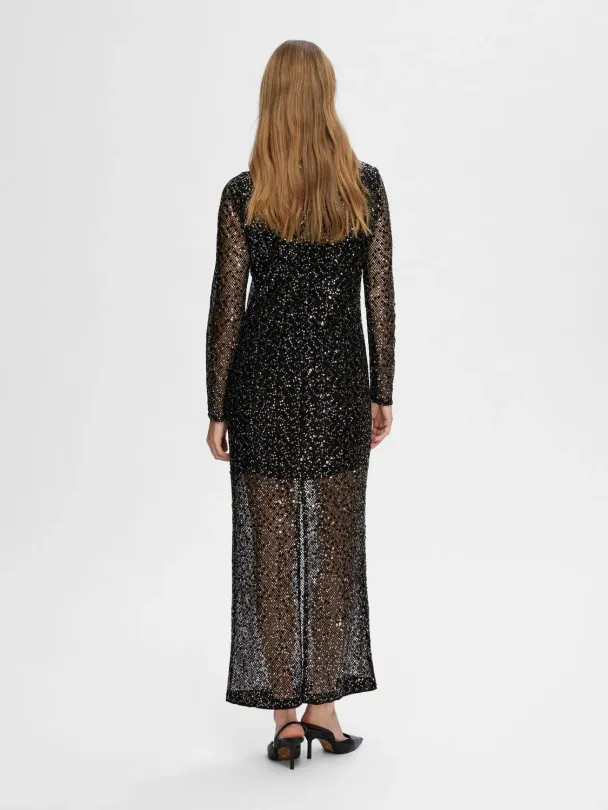 SELECTED FEMME Noel Sequin Ankle Dress - Image 4