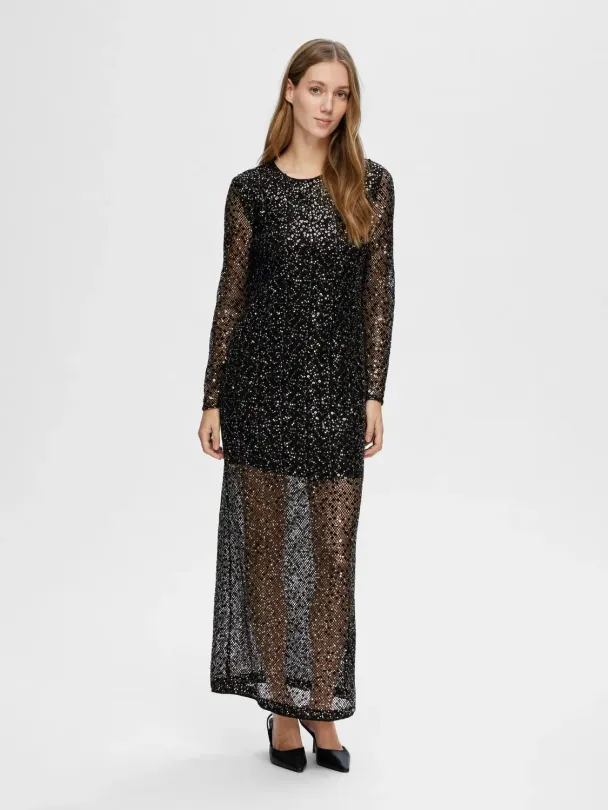 SELECTED FEMME Noel Sequin Ankle Dress - Image 5