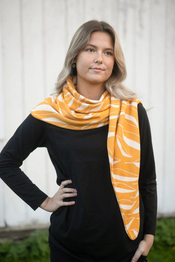 Jacquard knitt oker- naturhvit - Image 2