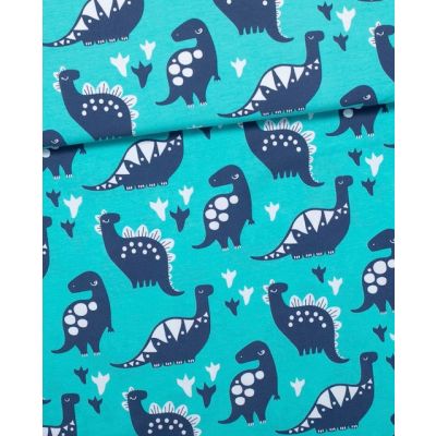 Jersey Dino- turquoise- blueberry
