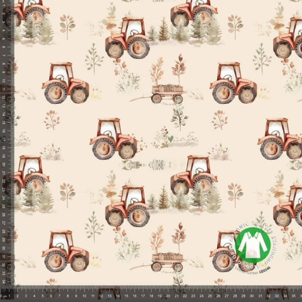 Jersey Print  vandfarge traktor- sand