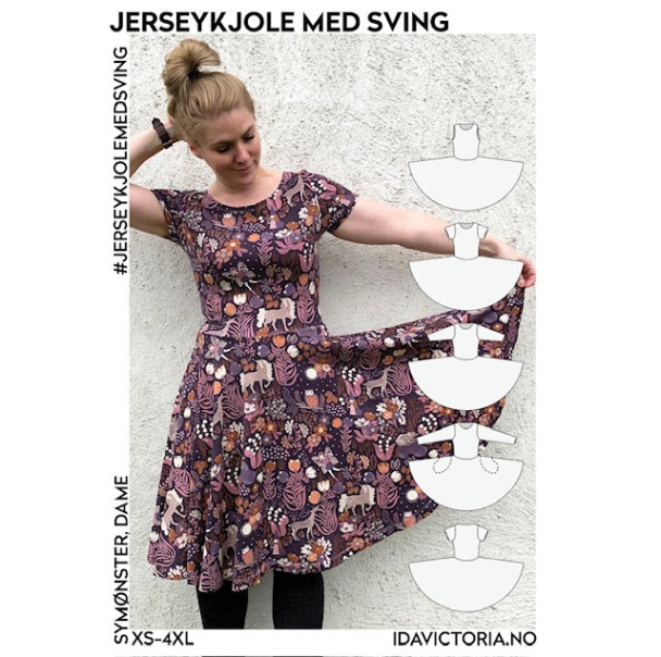 Jerseykjole med sving - Image 1