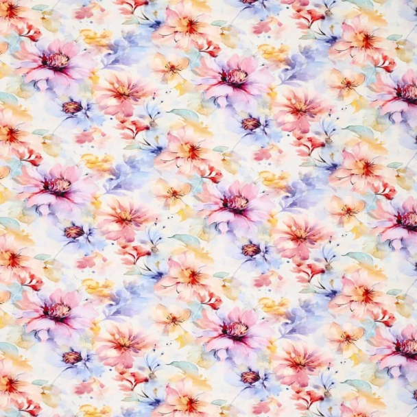 Viskosejersey Crepe- blomster - Image 2