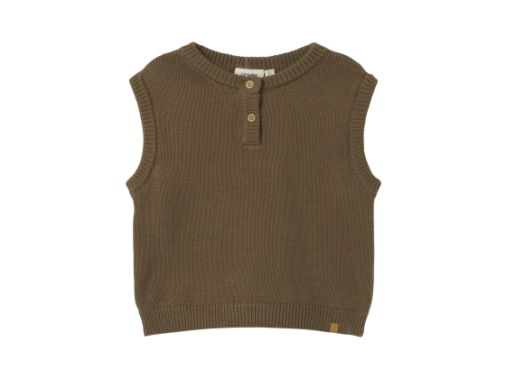 Ramlo Loose Short Knit Vest, Shitake - Lil' Atelier