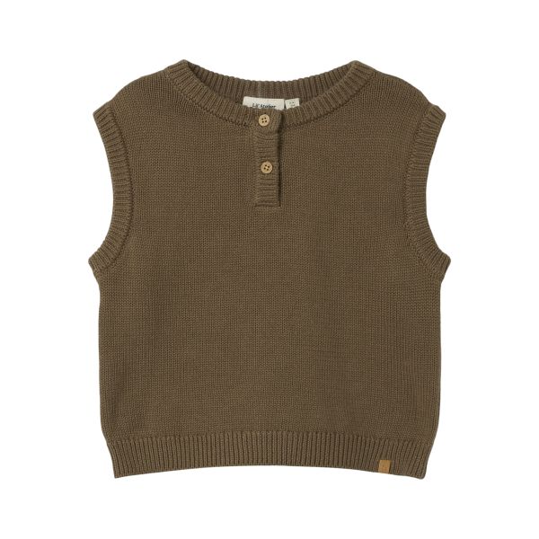 Ramlo Loose Short Knit Vest, Shitake - Lil' Atelier