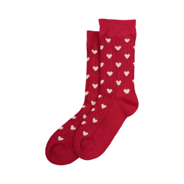 minipop | Bamboo Heart Socks - Chili Pepper/Off White