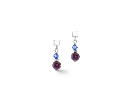 Earrings Festive Spheres Silver & Royal