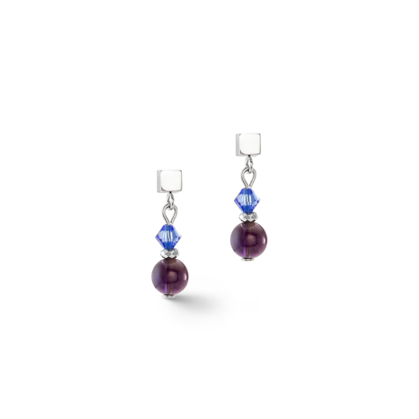 Earrings Festive Spheres Silver & Royal