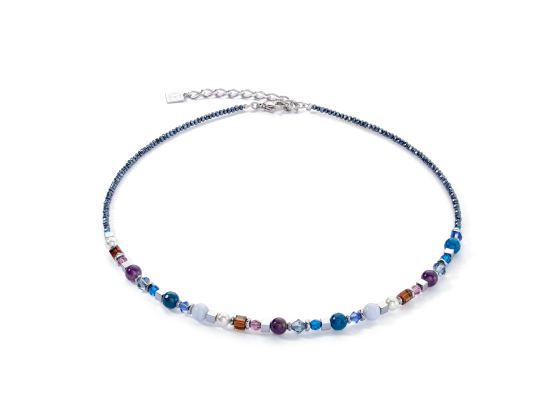 Necklace Festive Spheres Silver & Royal