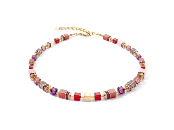 GeoCUBE Necklace Precious Statement Gold & Red