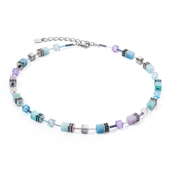 GEOCUBE Necklace Iconic Aqua & Lilac