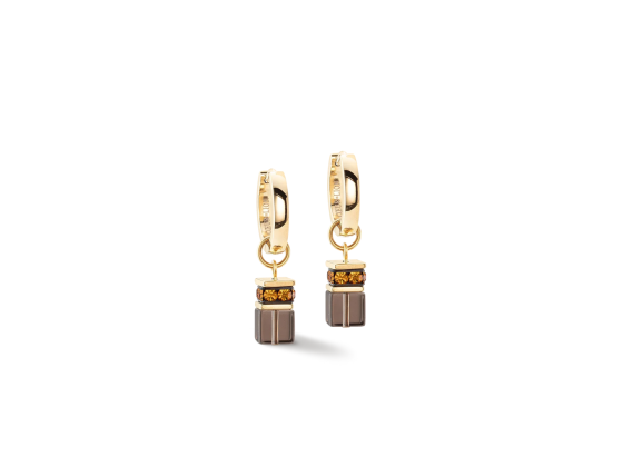 GEOCUBE Earrings Chunky Chain Hoop Gold & Brown