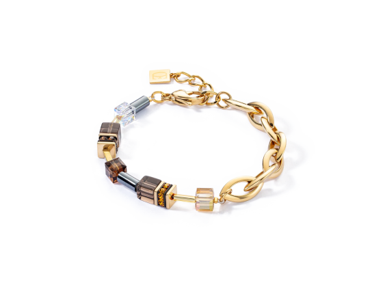 GEOCUBE Bracelet Chunky Chain Gold & Brown