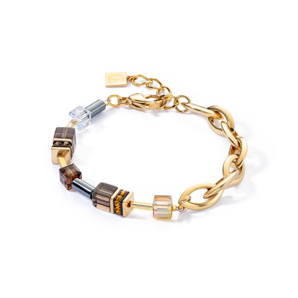 GEOCUBE Bracelet Chunky Chain Gold & Brown