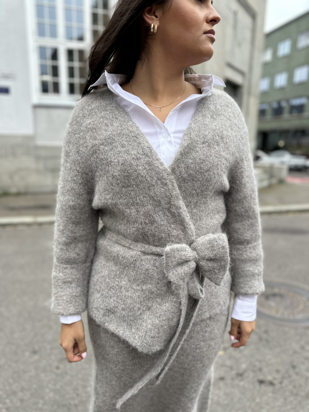 Gabella Knit Bow Cardigan - Steel Gray  - Image 1
