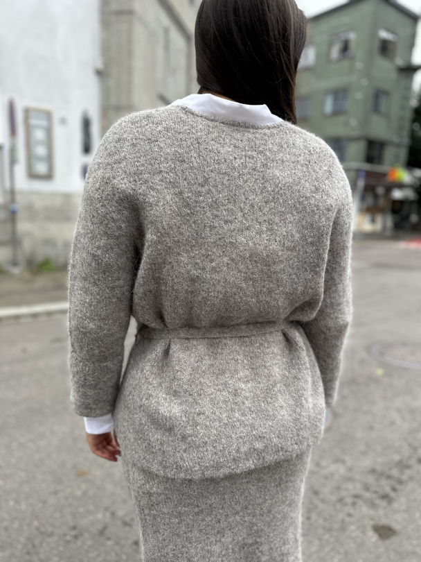 Gabella Knit Bow Cardigan - Steel Gray  - Image 2