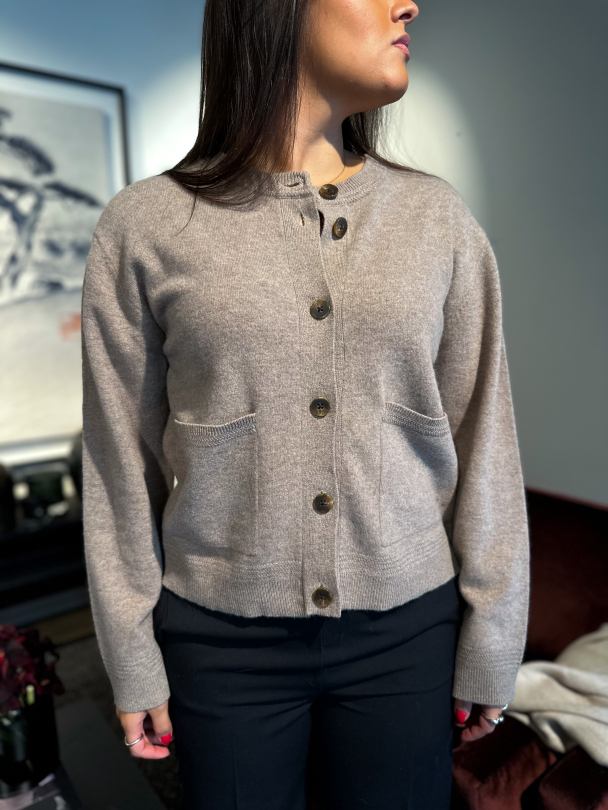 Anni Knit Cardigan - Taupe Grey  - Image 1