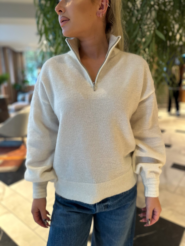Juliet Half Zip High Neck - Snow White - Image 1