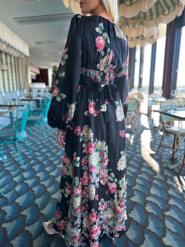 Cupro Rouching Gown - Flower Market - Image 2
