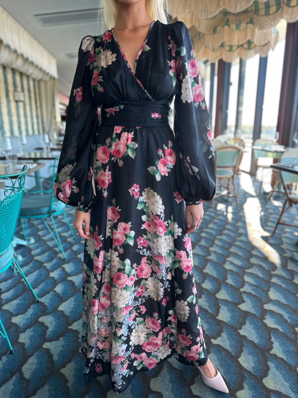 Cupro Rouching Gown - Flower Market - Image 1