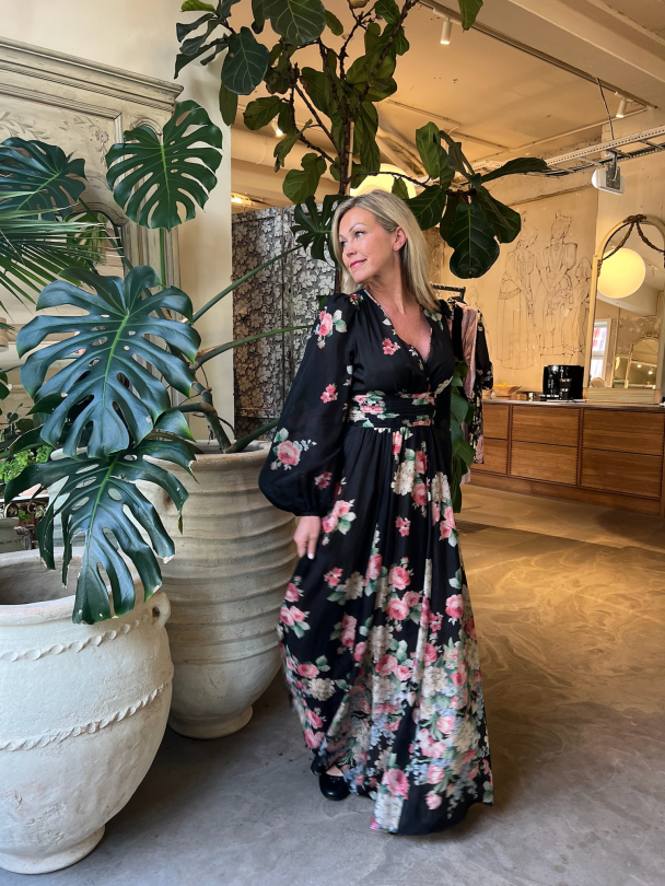 Cupro Rouching Gown - Flower Market - Image 4