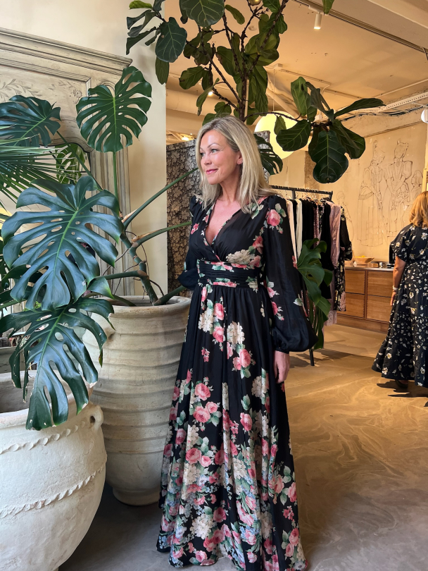 Cupro Rouching Gown - Flower Market - Image 5