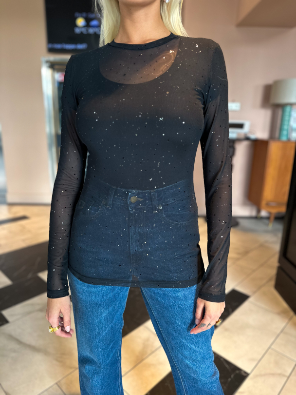 Silke Foil Blouse - Black - Image 1