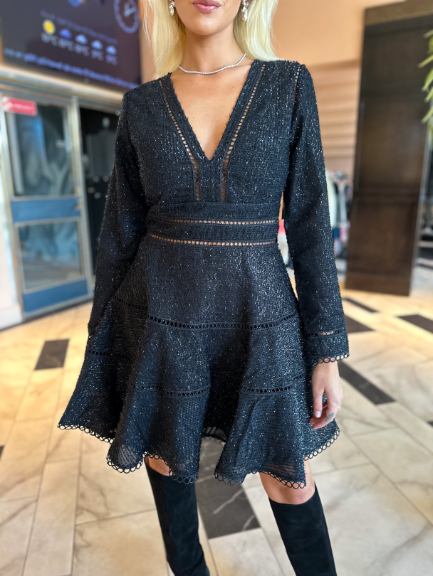 Ellie Dress - Black Glitter  - Image 1