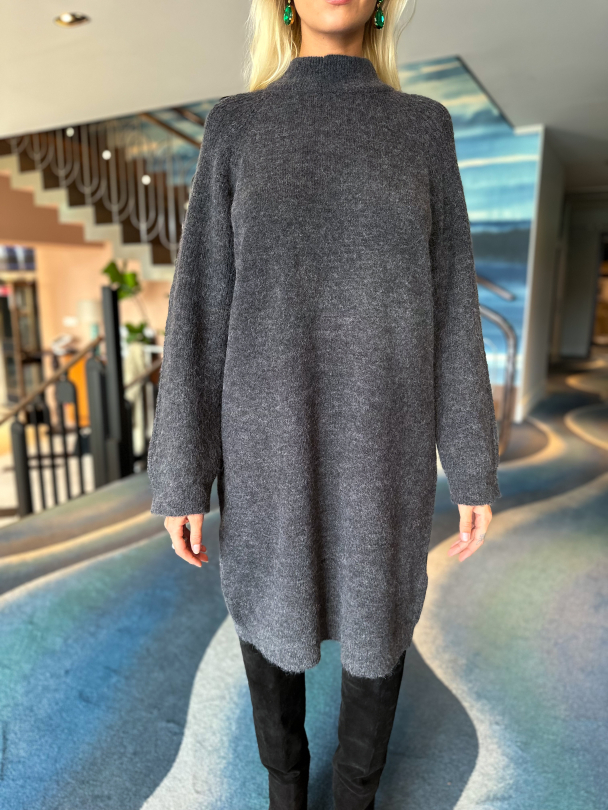 Lulu High Neck Knit Dress - Volcanic Ash - Image 1
