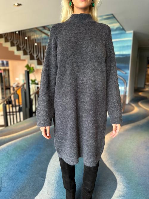 Lulu High Neck Knit Dress - Volcanic Ash