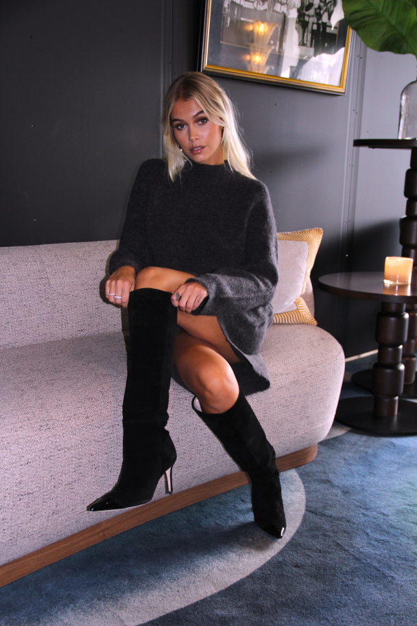 Lulu High Neck Knit Dress - Volcanic Ash - Image 7