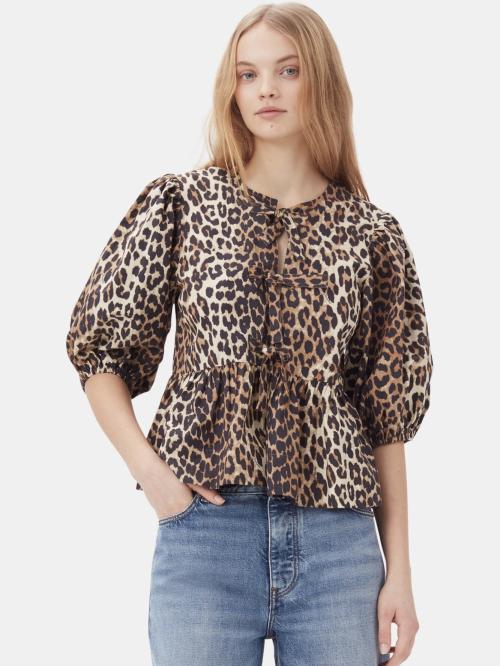 Printed Cotton Poplin Peplum Blouse