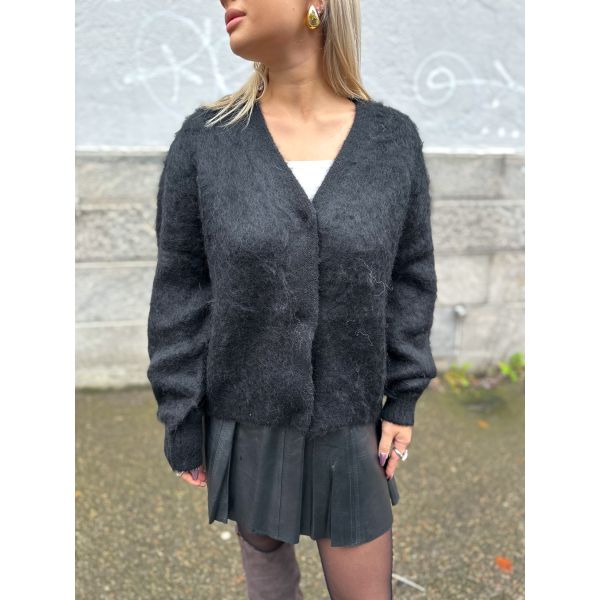 Knit V-neck Cardigan - Black 