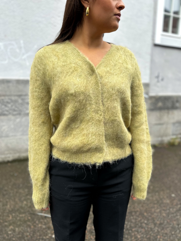 Knit V-neck Cardigan - Dusty Green  - Image 1