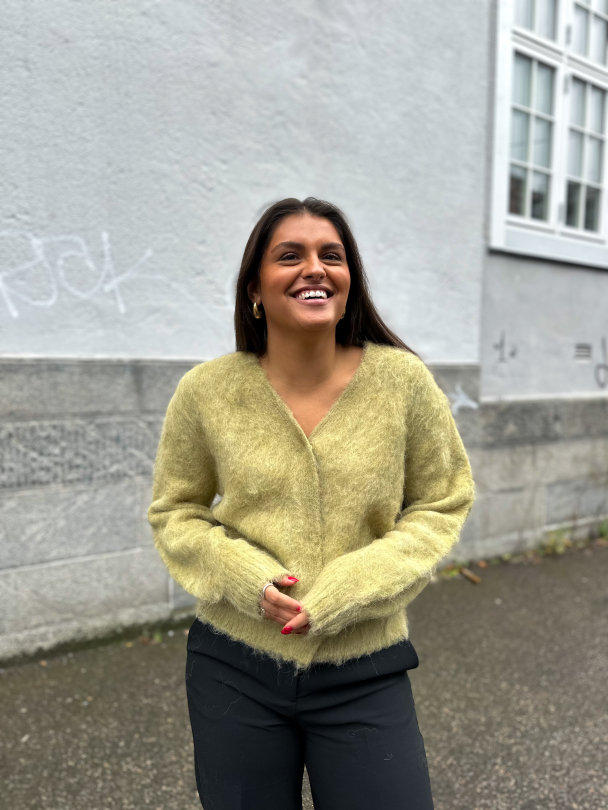 Knit V-neck Cardigan - Dusty Green  - Image 4