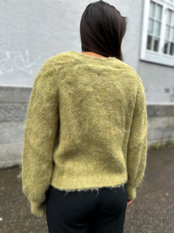 Knit V-neck Cardigan - Dusty Green  - Image 6
