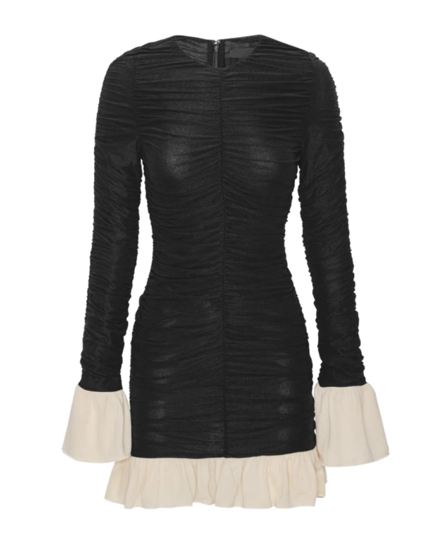 Mini Ruched Dress - Black Comb - Image 1