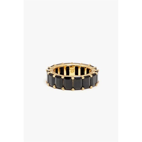 Chunky Colorful Ring Black Gold