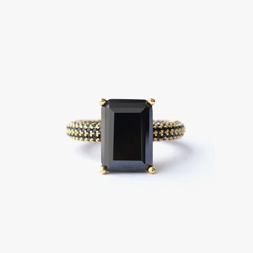 Mega Rectangle Ring - Black Gold 