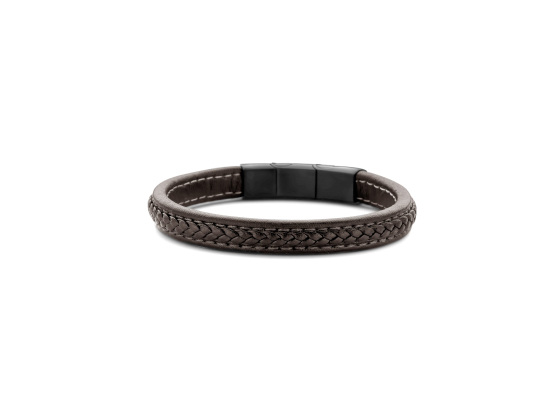 Leather Brown Bracelet with braided pattern