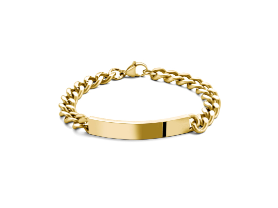 Polished Name Plate Steel Gold Bracelet