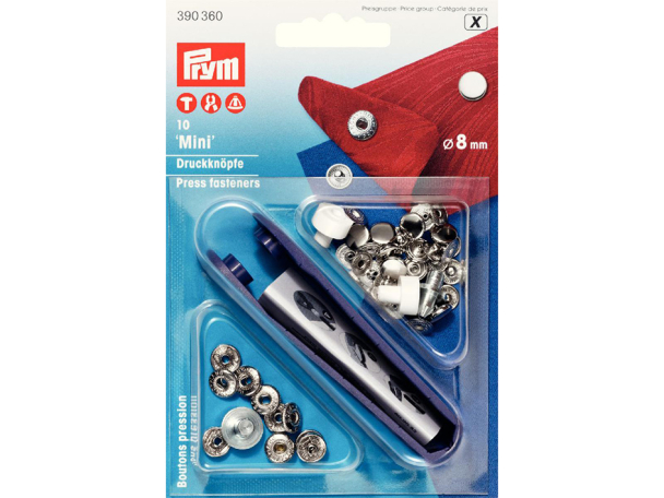 Prym Trykknapper Mini 8mm – 10stk – Sølv