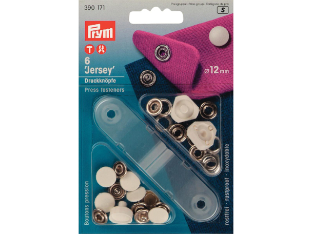 Prym Trykknapper Jersey 12mm 6stk – Hvit