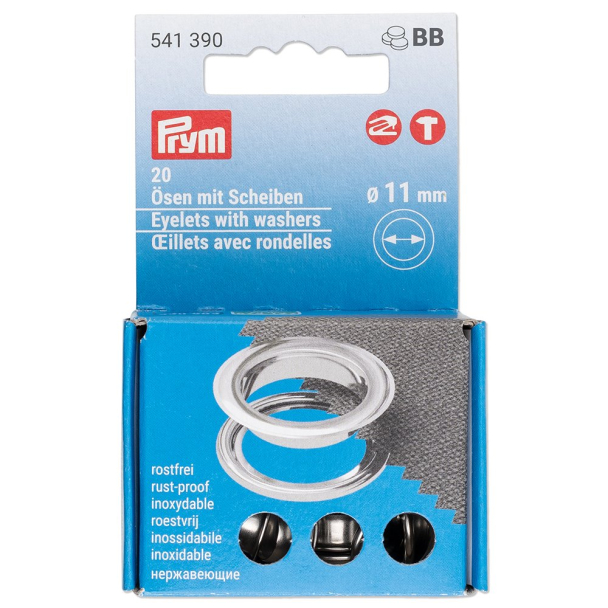 Prym Maljer m/skiver 11mm – 20stk – Sølv