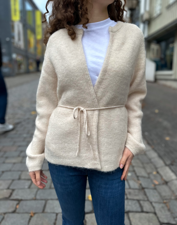 Sia Ras Knit Belt Cardigan - Birch - Image 1