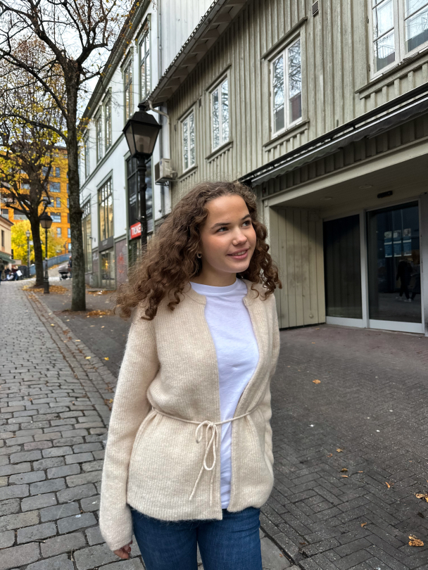 Sia Ras Knit Belt Cardigan - Birch - Image 4