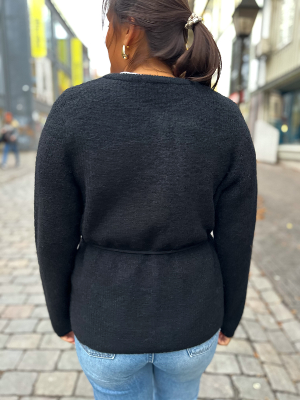 Sia Ras Knit Belt Cardigan - Black - Image 4