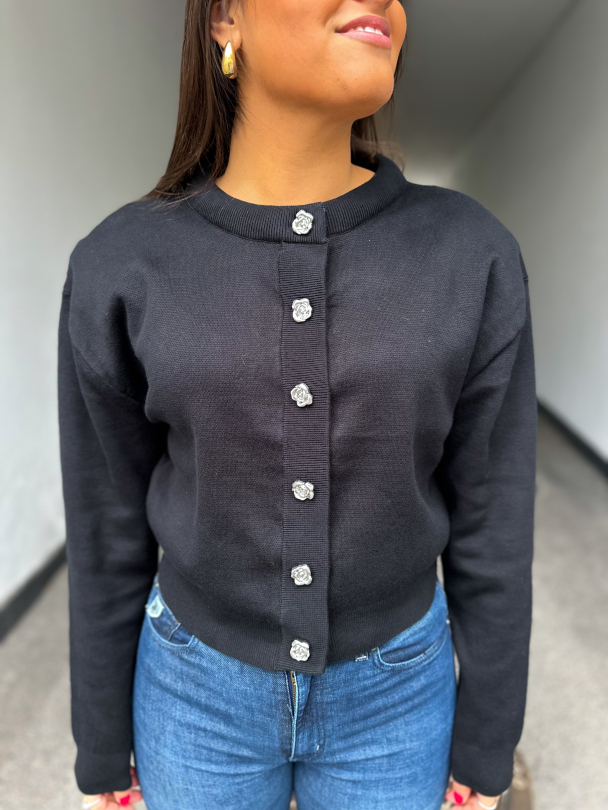 Firm Knit Cardigan - Black - Image 1