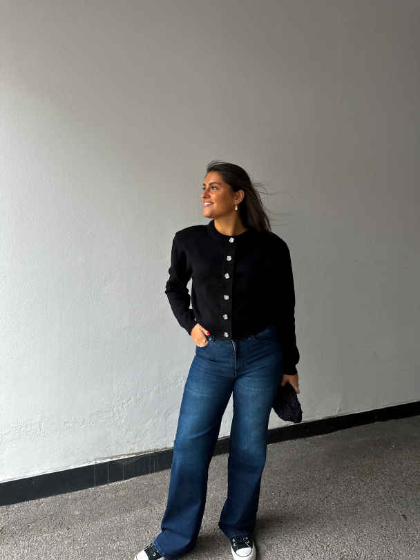 Firm Knit Cardigan - Black - Image 8